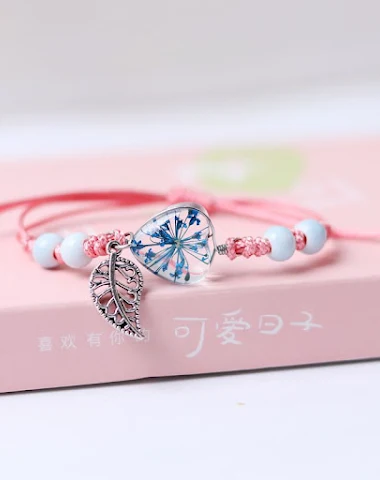 Bracelet Tressé Fleurs Séchées Gyps - 1