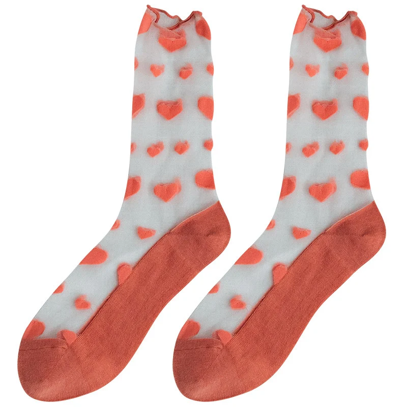 Title 10, Love Socks Female Middle Tube Transparent Korea...