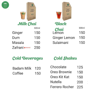 Chai Kings menu 