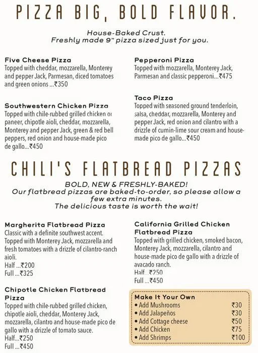 Chili's Grill & Bar menu 