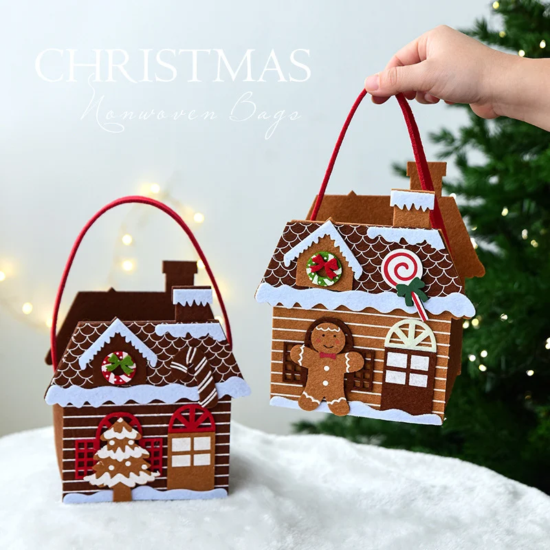 Christmas Felt House Handbag Christmas Gift Bag. Carry your presents in style with this charming felt bag, a perfect Chr