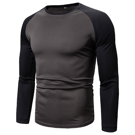 Title 6, Mens color-block long-sleeved top with stitchi...