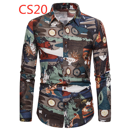 Title 5, Printed mens casual long sleeve shirt