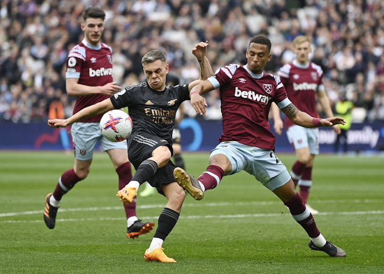 Arsenal's Leandro Trossard in action against West Ham United's Thilo Kehrer at London Stadium in London, Britain, April 16 2023. Picture: TONY OBRIEN/REUTERS