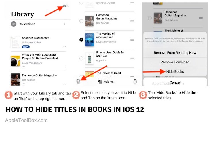 How to Hide books in iOS 12