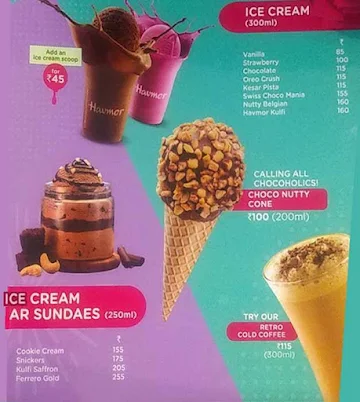 Havmor menu 