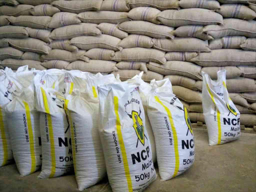 maize stock at the Maralal National Cereals board depot