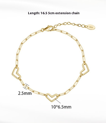 Title 1, S925 Sterling Silver Heart Clip Bracelet. An el...