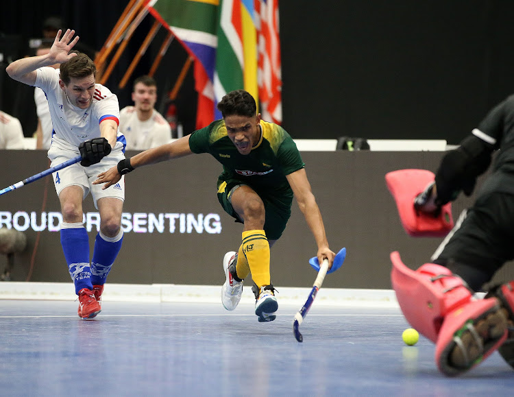 Mustapha Cassiem on the charge in the World Cup match against the Czech Republic at the Heartfelt Arena in Pretoria on Monday night.