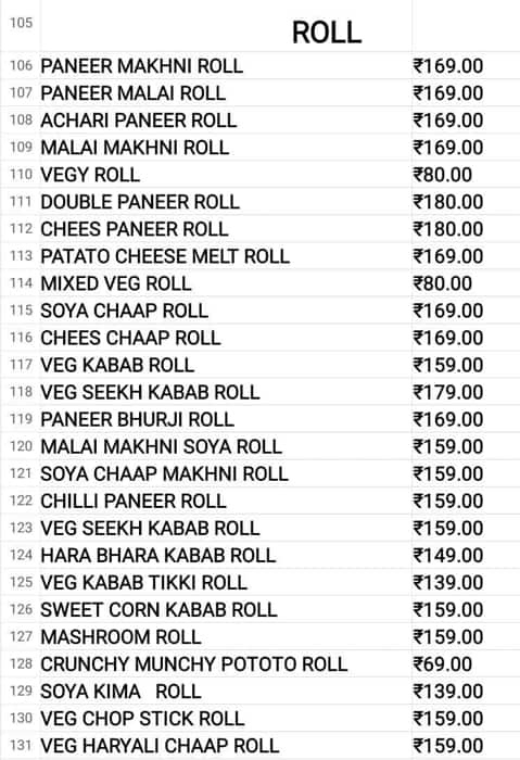 Food Station menu 