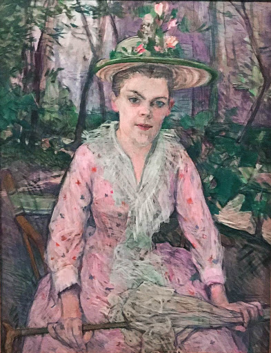  Henri de Toulouse-Lautrec, “Woman With an Umbrella,” 1889, watercolor, gouache and tempera on cardboard, at the Hermitage at St. Petersburg, Russia. 