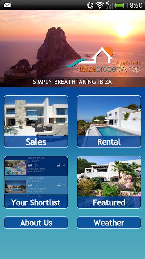 Android application Ibiza Property Shop screenshort