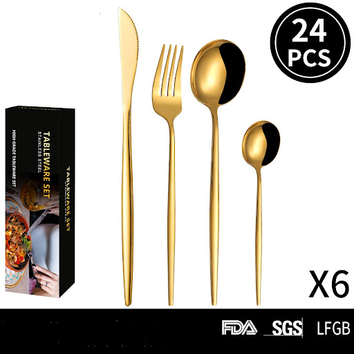 Title 2, Portuguese Stainless Steel Tableware 24 Pieces ...