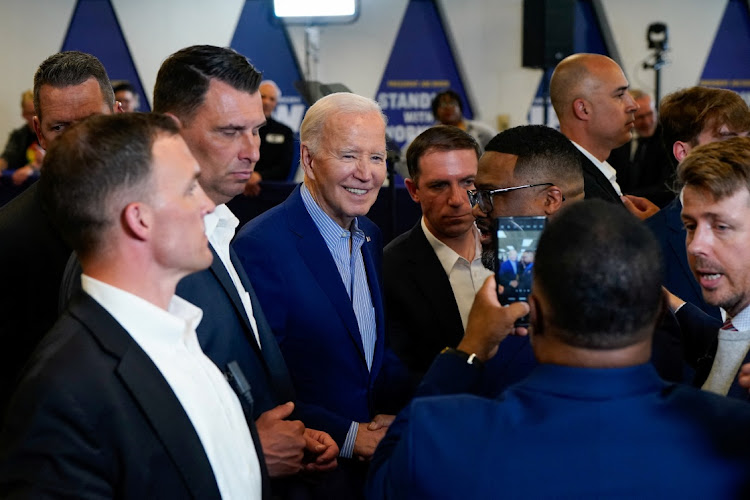 US President Joe Biden meets audience members after delivering remarks at the United Steel Workers headquarters in Pittsburgh, Pennsylvania, the US, April 17 2024. Picture: REUTERS/Elizabeth Frantz