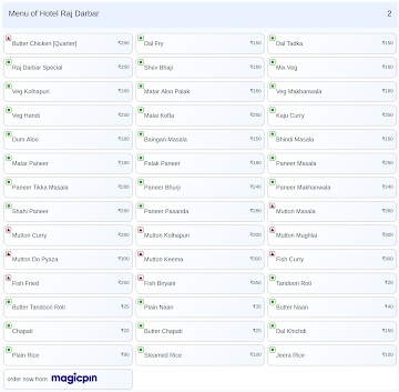 Hotel Raj Darbar menu 