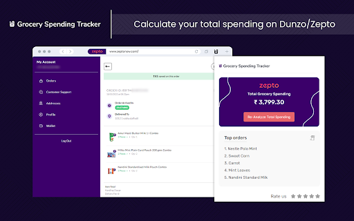 Spending Calculator For Dunzo & Zepto