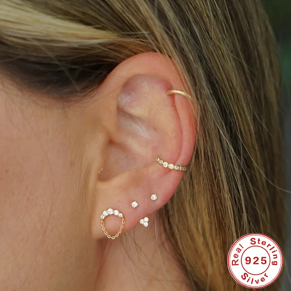 Brincos de zircônia com franjas e corrente em prata esterlina S925 estilo INS, para um visual sofisticado e charmoso.