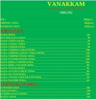 Vanakkam menu 2