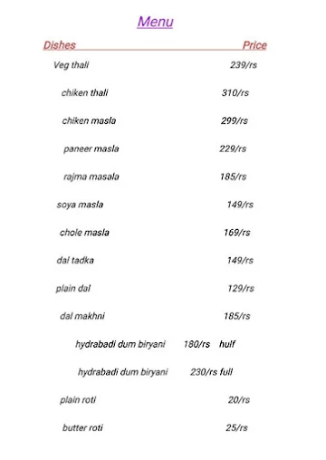 ABU Dhabi Kitchen menu 