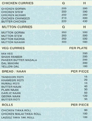 Al- Hafeez Restaurant menu 