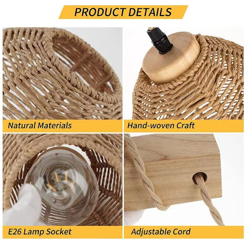 Title 15, Retro Japanese Bamboo Woven Bedside Wall Lamp. ...