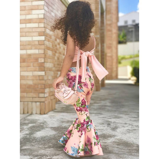 Title 3, Girls Cotton Top and Printed Flared Trousers T...