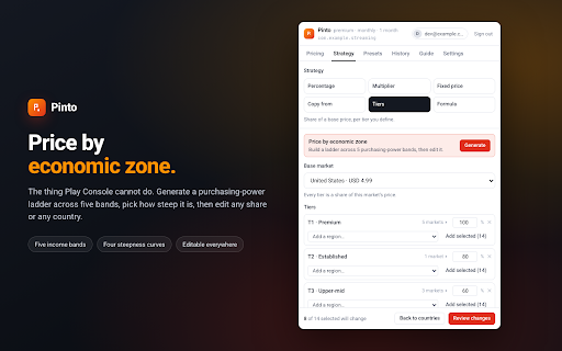 Pinto — bulk pricing for Google Play screenshot 2