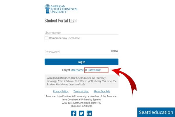 forgot password of aiu online student