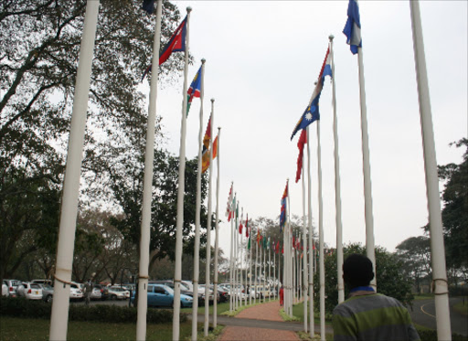 Some of UN members country flag at the UN headquarters in Gigiri