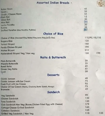 The Village Cafe & Restaurant menu 