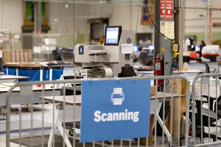 Machines used to scan ballots cast during the 2022 U.S. midterm election are pictured in Philadelphia, Pennsylvania, U.S., November 10, 2022.