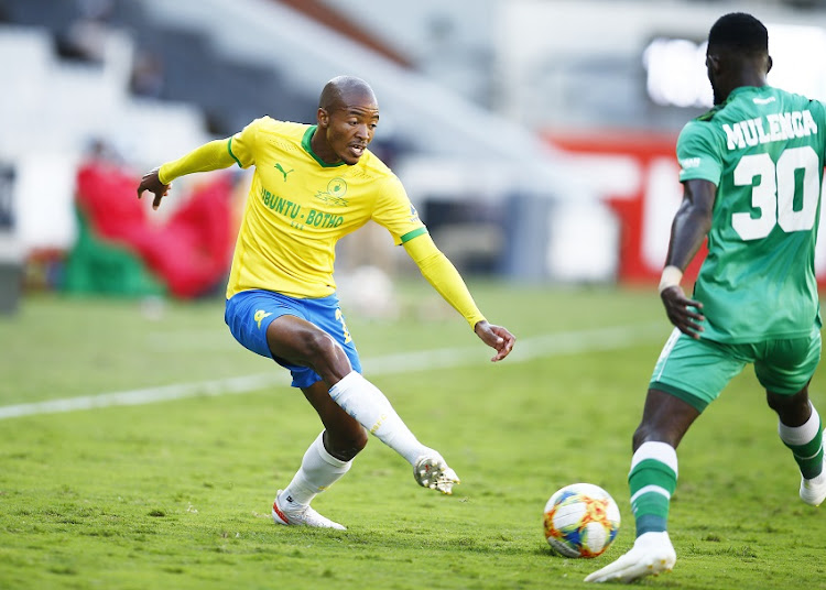 Thapelo Morena of Mamelodi Sundowns FC during the Cell C Sharks training session at Jonsson Kings Park on April 16, 2021 in Durban, South Africa.