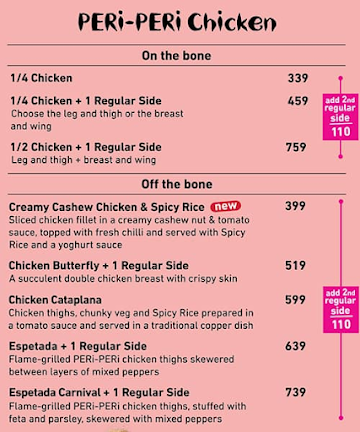 Nando's menu 