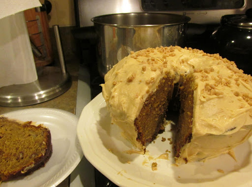 Pumpkin Banana Nut Bread with Cream Cheese Caramel Frosting