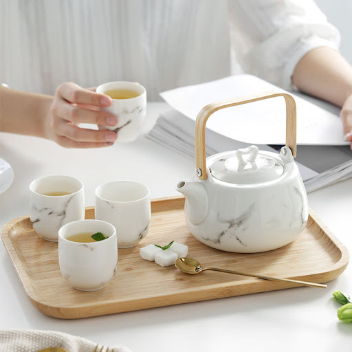 Title 4, Japanese Ceramic Cup Marble Pattern Tea Set Ele...