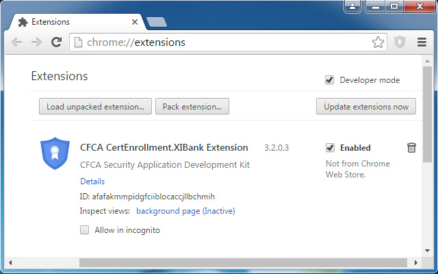 CFCA CertEnrollment.XIBank Extension chrome extension