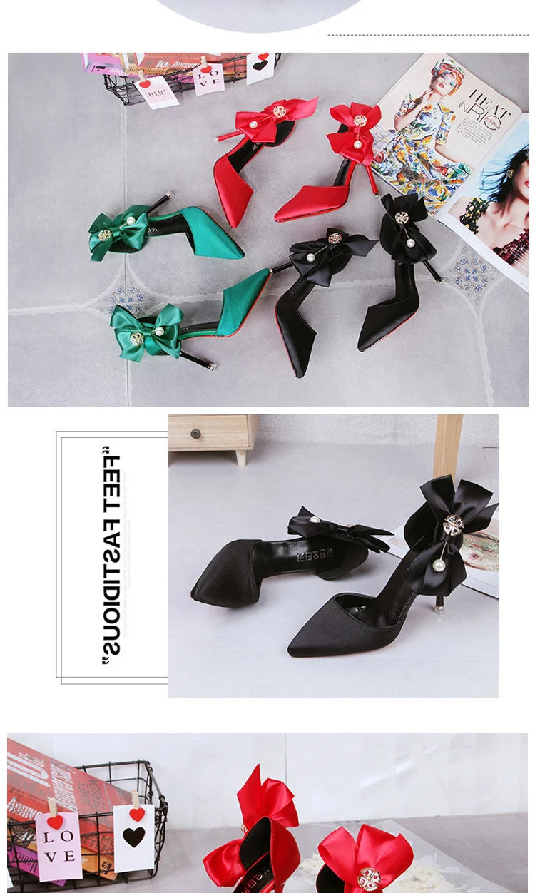 Title 3, Zapatos de tacón de aguja para mujer con lazo, ...