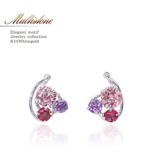 2月誕生石のアクセサリー K14WG ピンクトルマリン&ルビー 2月誕生石のアクセサリー K14WG ピンクトルマリン&ルビー