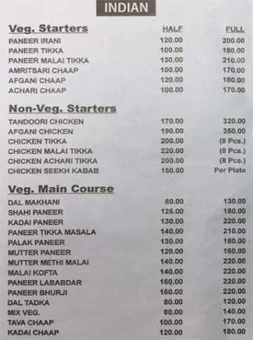 We India Kitchen menu 