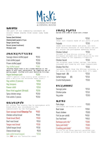 Miski Bar menu 