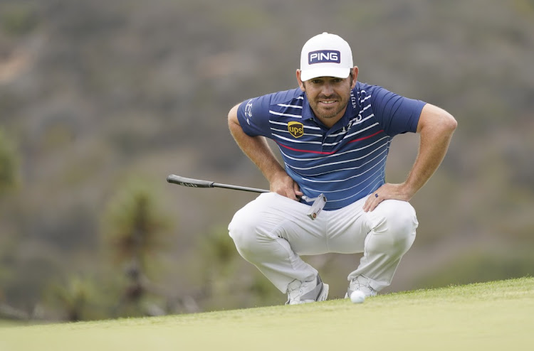 Louis Oosthuizen lines up a putt on the 13th green during the final round of the US Open golf tournament at Torrey Pines Golf Course in San Diego on June 20, 2021