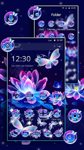 Neon Butterfly Lotus Glitter Theme