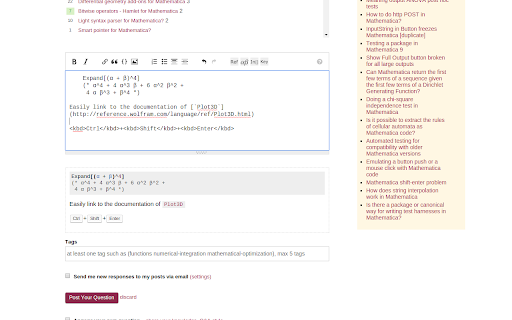 Mathematica Editor-buttons for StackExchange