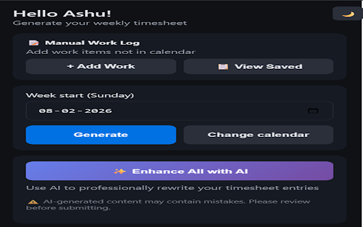 LazyTimeSheet screenshot 2