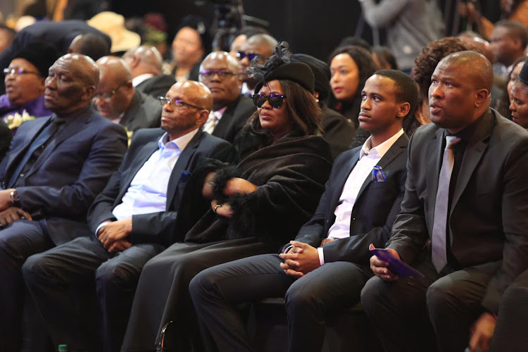 Dignitaries, including police minister Bheki Cele, first from left, at Uyinene's funeral.