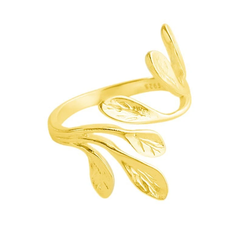 Title 3, Bague Ouverte Design Féminin Feuille dArbre Do...
