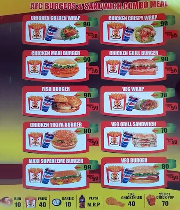 AFC Fried Chicken Restaurant menu 