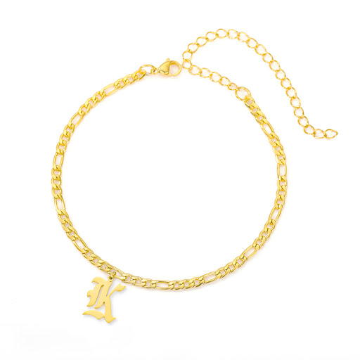 Title 19, Bracelet de cheville en acier inoxydable avec a...