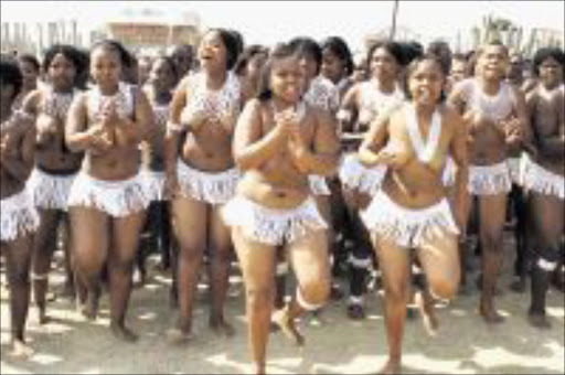 BEAUTY AT ITS BEST: Maidens participate in a three-day ceremony known as Nomkhubulwane on KwaZulu-Natal's South Coast. The ceremony, which was celebrated by monarchs of the past, serves as a prayer to the ancestors and God for rain. Pic: THULI DLAMINI. 06/09/2009. © Sowetan.