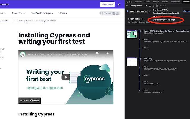 Cypress Chrome Recorder chrome extension